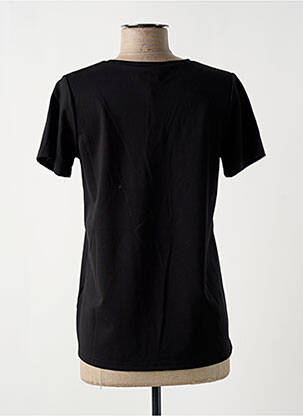 Top țesătură jersey mâneci scurte negru LEO & UGO femeie