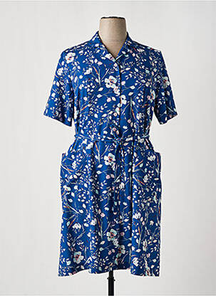 Rochie midi imprimeu floral mâneci scurte albastru FRANCE RIVOIRE femeie