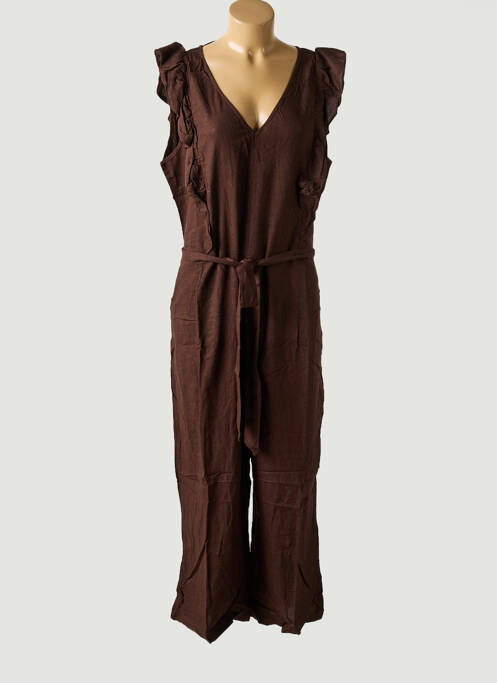 Salopetă-pantalon croială cambrată fără mâneci maro CREAM femme