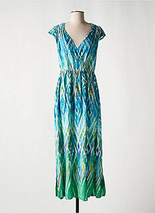 Rochie midi croială fluidă mâneci scurte albastru GEISHA femeie