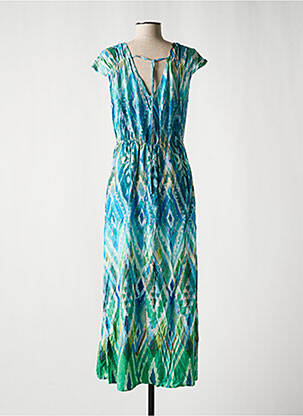 Rochie midi croială fluidă mâneci scurte albastru GEISHA femeie