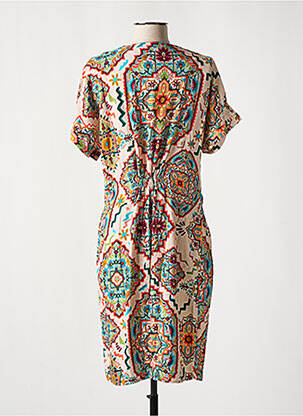 Rochie midi imprimeu fantezie mâneci scurte bej GEISHA femeie