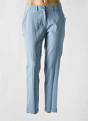Pantalon slim talie elastică mărime normală albastru EVA KAYAN femeie