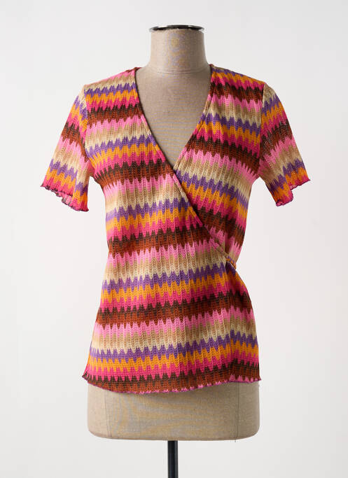 Cardigan petrecut croială cambrată roz GEISHA femme