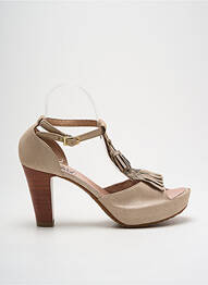 Pantofi cu toc țesătură satinată toc de 7 la 9 cm bej MAM'ZELLE femme
