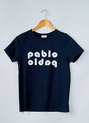 Tricou croială dreaptă mâneci scurte albastru PABLO femeie