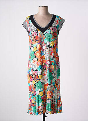 Rochie midi imprimeu floral mâneci scurte portocaliu TELMAIL femeie