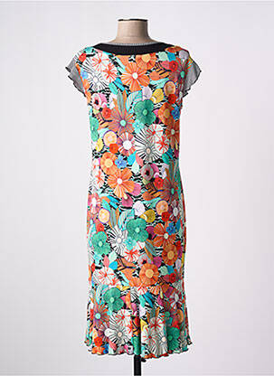 Rochie midi imprimeu floral mâneci scurte portocaliu TELMAIL femeie