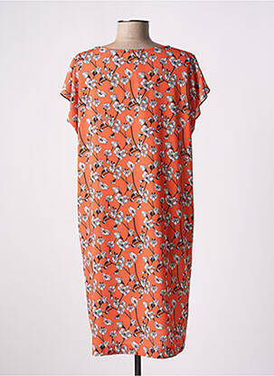 Rochie midi imprimeu floral mâneci scurte portocaliu TELMAIL femeie