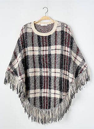 Poncho finisaj cu franjuri bej LEGEND BY ANGEL femeie