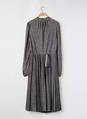 Rochie midi mâneci lungi mâneci lungi argintiu BCBGMAXAZRIA femeie
