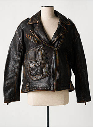 Geacă din piele maro ROSE GARDEN femeie