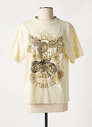 Tricou imprimeu fantezie mâneci scurte bej ROSE GARDEN femeie