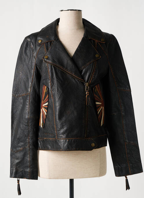 Geacă din piele maro ROSE GARDEN femeie