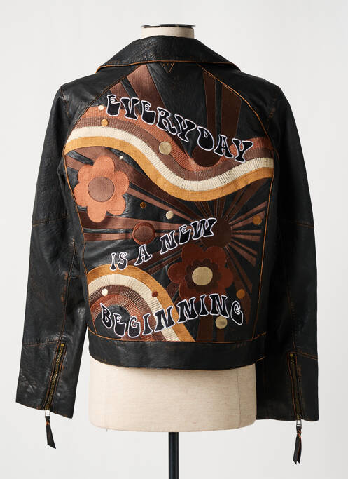 Geacă din piele maro ROSE GARDEN femeie