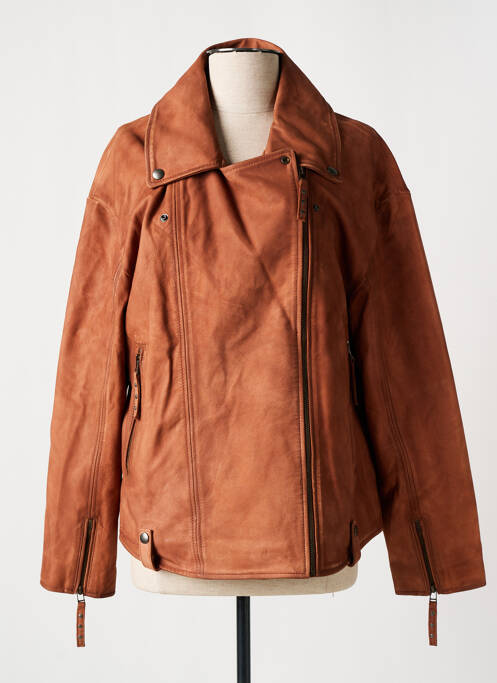 Geacă din piele maro ROSE GARDEN femeie