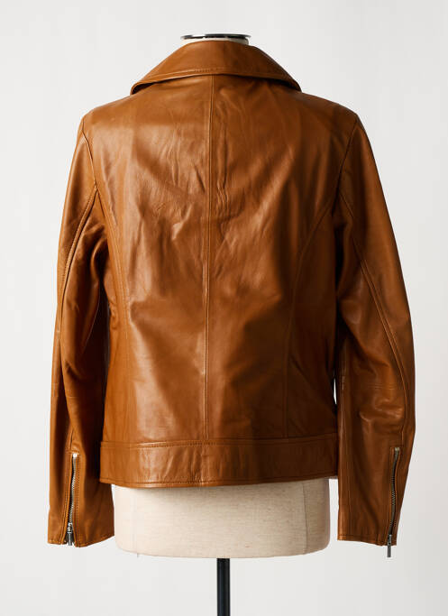 Geacă din piele maro ROSE GARDEN femeie