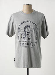 Tricou croială dreaptă mâneci scurte gri DAYTONA homme