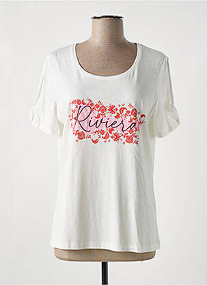 Tricou serigrafie flockată mâneci scurte alb JULIE GUERLANDE femeie