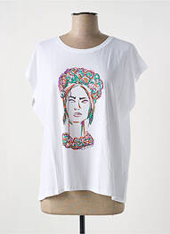 Tricou imprimeu fantezie mâneci scurte alb JULIE GUERLANDE femme