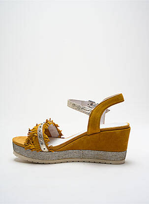 Sandale/pantofi decupați țesătură satinată toc de 4 la 6 cm galben REGARD femeie