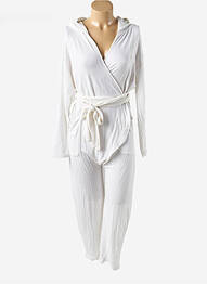 Salopetă-pantalon guler petrecut mâneci lungi alb ONEPIECE femme