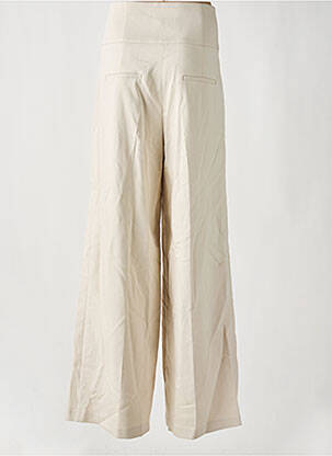 Pantalon larg talie cu cleme talie înaltă bej MORGAN femeie