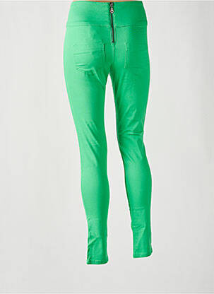 Pantalon slim talie înaltă talie înaltă verde PIECES femeie