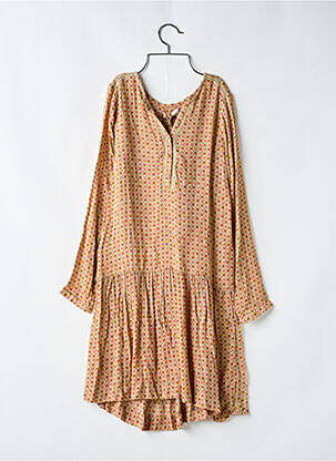 Rochie midi imprimeu fantezie mâneci lungi portocalie STELLA FOREST femeie