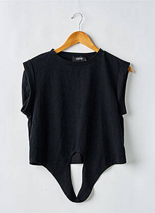 Tricou guler rotund mâneci scurte negru CIDER femeie