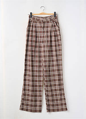 Pantalon larg talie cu cleme talie înaltă maro NASTY GAL femeie