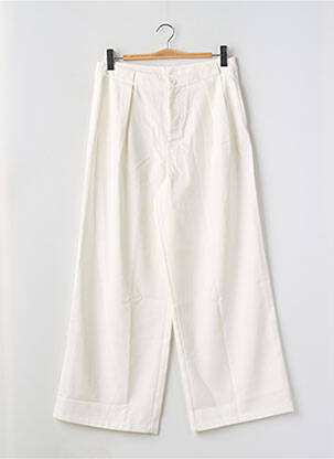 Pantalon larg țesătură crep talie înaltă bej CIDER femeie