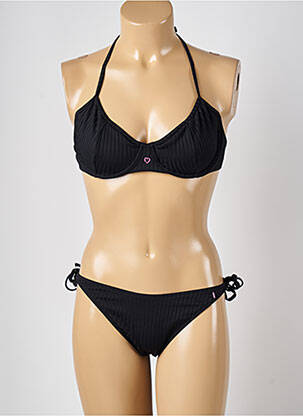 Costum de baie din două piese elasticitate sutien cupe întregi cu decolteu înalt negru POOLDAY femeie