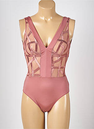 Body de lenjerie efect material satinat roz LOUISA BRACQ femeie