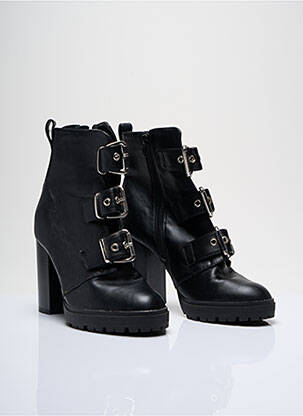 Botine/ghete material neted toc de 7 la 9 cm negru NEW LOOK femeie
