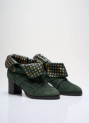 Botine/ghete țesătură satinată toc de 4 la 6 cm verde TSUMORI CHISATO femeie