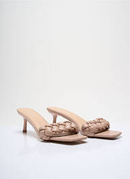 Mulete/saboți țesătură satinată toc de 4 la 6 cm bej DAY-VINE femme
