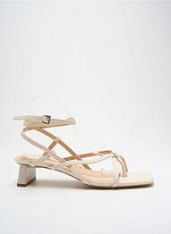 Șlapi material neted toc de 4 la 6 cm bej BOOHOO femme