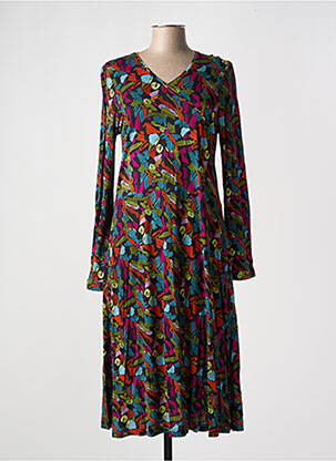 Rochie midi imprimeu fantezie mâneci lungi negru AGATHE & LOUISE femeie