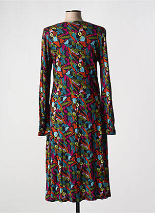 Rochie midi imprimeu fantezie mâneci lungi negru AGATHE & LOUISE femeie