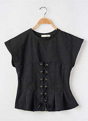 Tricou croială cambrată mâneci scurte negru FLAMANT ROSE femeie