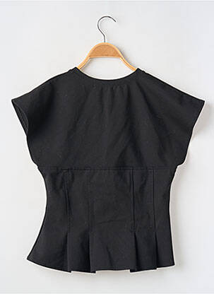 Tricou croială cambrată mâneci scurte negru FLAMANT ROSE femeie