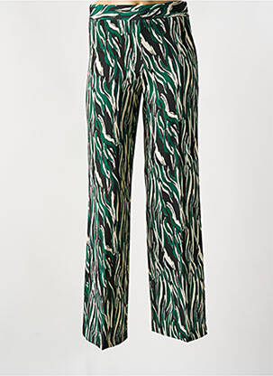 Pantalon larg închidere cu fermoar lateral talie înaltă verde EMA BLUE'S femeie