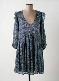 Rochie scurtă croială evazată mâneci lungi albastru VINTAGE LOVE femeie