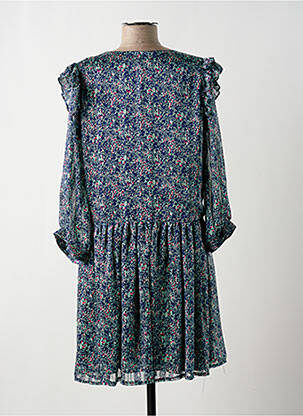 Rochie scurtă croială evazată mâneci lungi albastru VINTAGE LOVE femeie