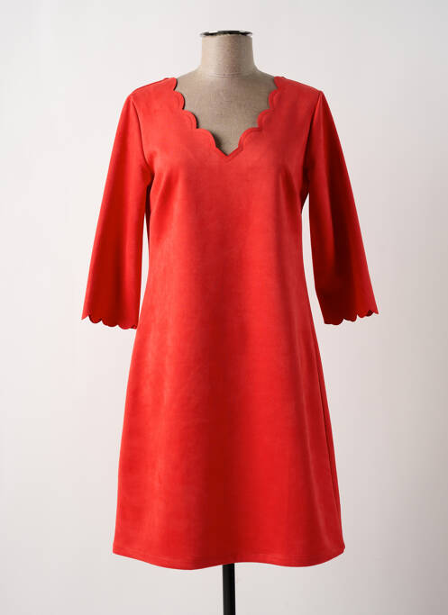 Rochie midi mâneci 3/4 mâneci 3/4 portocaliu HALOGENE femme