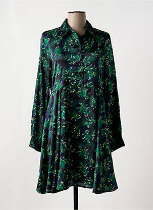 Rochie midi imprimeu fantezie mâneci lungi verde AN' GE femeie