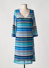 Rochie pulover guler în v mâneci lungi albastru HALOGENE femme