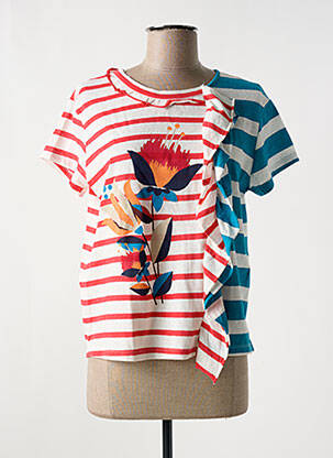 Tricou serigrafie flockată mâneci scurte roșu HIGH femeie