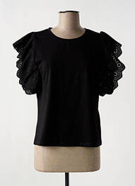 Tricou elasticitate mâneci scurte negru LEO & UGO femeie